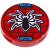 14769pb296 Red Tile, Round 2 x 2 with Black Spider and Web Pattern (Červená dlaždice, kulatá 2 x 2 s černým pavoukem a pavučinovým vzorem)