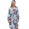 Šedý, meruňový i modrý luxusní květovaný župan pro plnoštíhlé kojící ženy PEONIES 1G0526 šedá 3XL + První výměna zboží zdarma.