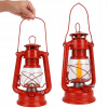 Kovová červená lampa na petrolej - Retro dekoratívny lampáš 24 cm