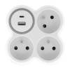 Solight rozbočka, 3x 16A, USB nabíječka A plus C, bílá-šedá, vypínač - P106USBC