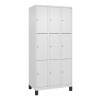 Skriňa uzamykateľná C+P Cabo-Plus, 3 oddelenia, 900 x 500 x 1850 mm, biela, na nožičkách