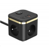 Viking síťový adaptér YC33, 3x 230 V, 1x USB-A, 2x USB-C, tlačítko ON/OFF, délka 1,4 m, černá VYC33B
