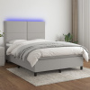 vidaXL Posteľ boxsping s matracom a LED bledosivá 140x200 cm látka - Sivá - 141100-87492