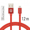 Dátový kábel Swissten Textile USB / Lightning MFi 1,2 m červený 71524206