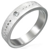 Brúsený oceľový prsteň s CZ krištáľom