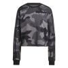 adidas Essentials 3-Stripes Camo-Print Cropped Sweatshirt womens Black S (8-10)