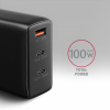 AXAGON ACU-DPQ100, sieťová nabíjačka GaN 100 W, 3x port (USB-A + dvojitý USB-C), PD3.0/PPS/QC4+/Apple