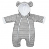 Zimná dojčenská kombinéza s kapucňou a uškami New Baby Pumi grey