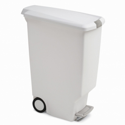 SIMPLEHUMAN Pedálový odpadkový kôš - 40 l, úzky, biely plast CW1362