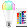 FAREBNÁ LED ŽIAROVKA RGB 9W E27 GUĽA + DIAĽKOVÝ OVLÁDAČ IR