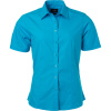 James & Nicholson Košile JN 679, popelínová, krátký rukáv, dámská COT02067944001-turquoise S Tyrkysová