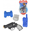 Policajná klapacia pištoľ 18 cm + fotoaparát/ďalekohľad, set s doplnkami 4 ks na karte