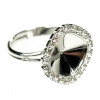 Crystal-ZONE Prsten STRASS Štvorec 12 mm ródium