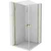 Mexen Mist-B Duo, 2-krídlový výklopný sprchový kút 75 x 75 cm, číre sklo, zlatý lesklý profil, 8A2-075-075-50-00