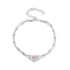 GRACE Silver Jewellery Stříbrný dvojitý náramek se srdíčkovým zirkonem, stříbro 925/1000 NR-BSB152/25 Stříbrná 20 cm