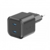 Nabíjačka do siete Swissten GaN, PD 2x USB-C 20W (22070510) čierna