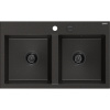 Mexen Hektor granitový drez 2-komorový 800 x 480 mm, čierno/zlatý metalíza, sifón čierny - 6521802000-75-B