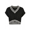 Ladies Cropped Knit College Slipover - black S