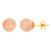 Zlaté náušnice s ružovou guličkou