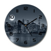 Sklenené hodiny okrúhle New York noc fi 30 cm