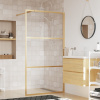 vidaXL Sprchová zástena s priehľadným ESG sklom, zlatá 115x195 cm - Zlato - 124727-95118
