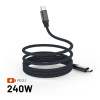 FIXED magnetický opletený kábel USB-C to USB-C PD 1.2m sivý FIXDBM-CC12-GR - Datový a nabíjací kábel USB-C 240W