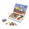 Magnetická kniha Na stavbe Construction Magnetibook Janod 50 magnetiek a 18 šablón
