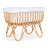 Childhome Kolíska ratanová 90x70cm + matrac + poťah Jersey Off White