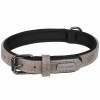 Flamingo Collar Delu Taupe - obojok pre psa s podšívkou, eko koža a neoprén, šedá - M