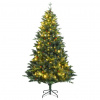 vidaXL Umelý výklopný vianočný stromček s 300 LED 210 cm - Zelená - 275061-291788