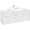 VILLEROY & BOCH Collaro závesná skrinka pod umývadlo na dosku (umývadlo v strede), 4 zásuvky, 1400 x 500 x 548 mm, White Matt, C07300MS