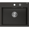 Mexen Oscar jednokomorový granitový drez 580 x 490 mm, čierny/zlatý metalický, chrómový sifón - 6519581000-75