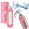 Motivačná sklenená fľaša na vodu 0,5 l Wessper B1 BOROSILICATE Pink