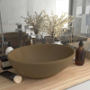 vidaXL Luxusné oválne umývadlo matné krémové 40x33 cm keramické - Krémová - 63163-18029