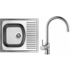 Set Sinks N27 (dřez Short 580 V 0,5 mm, matný + baterie Vitalia Chrom - lesklý)