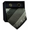 Luciano Moretti Microfigber TIE (Microfase) Čierna, šedá, viacnásobná (Kravata s manžetovými odkazmi s pruhovaným)