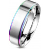 Oceľový prsteň s dúhovými okrajmi a brúseným povrchom Veľkosť prstenu: 57