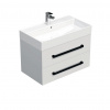 Swiss aqua technologies Koupelnová skříňka s černou úchytkou a umyvadlem SAT Cube Way 80x53x46 cm bílá lesk CUBE46C802BISAT