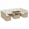 Sada zahradních pohovek s polštářem 10 pcs Béžová Poly Ratan Béžová 3357084
