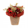 Ikebana MagicHome Vianoce prírodná červená 17x17 cm