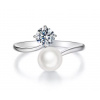 For Silver Otvorený prsteň so sladkovodnou perlou a Moissanitom 0,5ct – Striebro 925