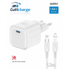 Nabíjacia súprava SWISSTEN GaN pre Apple - 20W adaptér USB-C EÚ + 1,2m kábel Lightning - biela