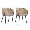 Design-Shop Záhradné stoličky HWC-N38 (SET 2 ks), olefínové lano, béžové vankúše - svetlo hnedá