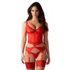 Obsessive Cupide Desir corset - korzet + tangá Farba: Červená, Veľkosť: S/M