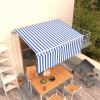 zahrada-XL Automatická markíza s tienidlom 3,5x2,5m modro-biela 3069286