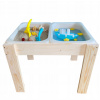 Sandbox senzorický stôl zábavný piesková voda 49cm (Náučný stôl Sandbox senzorický vyrobený z drevených nádob na lak ikea)