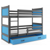 Interbeds Rico poschodová posteľ 200cm x 90cm borovicové drevo sivo-modrá