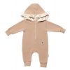 Baby Nellys Teplákový overal s kapucňou a volánikom, New Bunny - cappuccino 86 (12-18m)