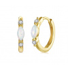 For Silver Pozlátené kruhové náušnice s opálom a Moissanitom 0,03ct - Striebro 925