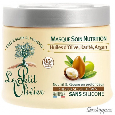 Vyživující maska na vlasy Le Petit Olivier Olive, Shea, Argan Oils – olivový, bambucký a arganový olej, 330 ml